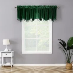 Kate Aurora Royal Living 2 Pack Beaded Tassel Trimmed Rod Pocket Velvet Window Valances -Kate Aurora GUEST 016967e1 bc4e 44ff 8dc0 9733abd0d64e