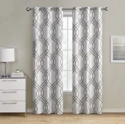 Kate Aurora Contemporary Living 2 Pack Geometric Blackout Grommet Curtains