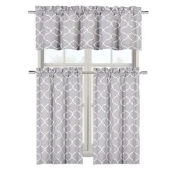 Kate Aurora Shabby Lattice Cotton Blend Kitchen Curtain Tier & Valance Set