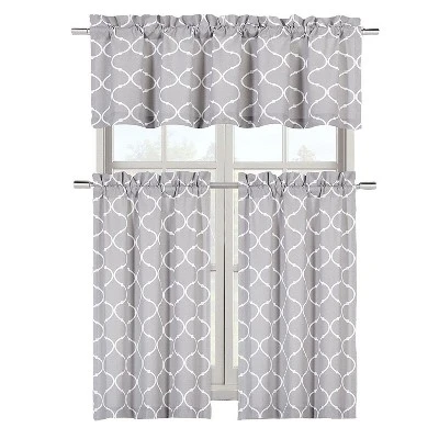 Kate Aurora Shabby Lattice Cotton Blend Kitchen Curtain Tier & Valance Set 1 Kate Aurora Shabby Lattice Cotton Blend Kitchen Curtain Tier & Valance Set