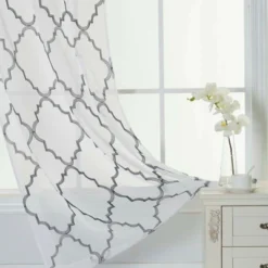 Kate Aurora Lux Home 2 Pack Shabby Trellis Semi Sheer Embroidered Clover Grommet Top Curtains -Kate Aurora GUEST 081ad54a a2d8 4e3f 8456 f8cf18fe2e1d