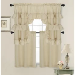 Kate Aurora Country Farmhouse Living Solid Colored Cafe Kitchen Curtain Tier & Swag Valance Set 15 Kate Aurora Country Farmhouse Living Solid Colored Cafe Kitchen Curtain Tier & Swag Valance Set -Kate Aurora GUEST 09660004 a8f7 4dba 98c2 a2de1fa511ef
