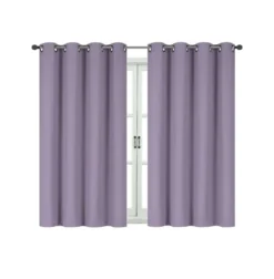 Kate Aurora 100% Hotel Thermal Blackout Lavender Grommet Top Curtain Panels