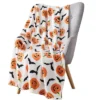 Kate Aurora Halloween Pumpkins Bats Rustic Orange & White Ultra Soft & Plush Throw Blankets