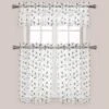 GoodGram Adler Metallic Embroidered Leaves 3 Piece Sheer Kitchen Curtain Set