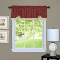 Kate Aurora Country Farmhouse Flax Linen Tie Up Window Valance