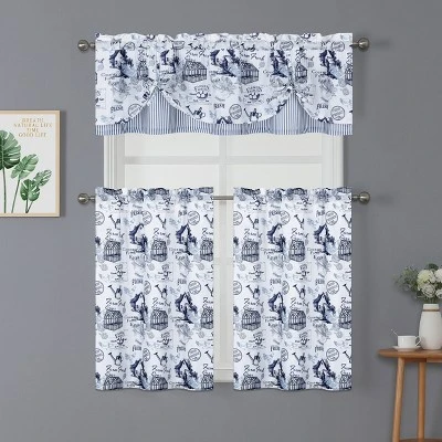 Kate Aurora Rooster Toile Complete 3 Pc Café Kitchen Curtain Tier And Valance Set 9 Kate Aurora Rooster Toile Complete 3 Pc Café Kitchen Curtain Tier And Valance Set - Image 9