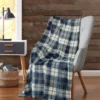 Kate Aurora University Living Blue & Yellow Plaid Tartan Check Accent Throw Blanket - 50 In. W X 60 In. L
