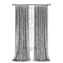 Kate Aurora Park Avenue 2 Piece Criss-Cross Tab Top Velvet Window Curtain Panels