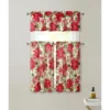 Kate Aurora Christmas Ribbon Complete Semi Sheer Kitchen Curtain Tier & Valance Set