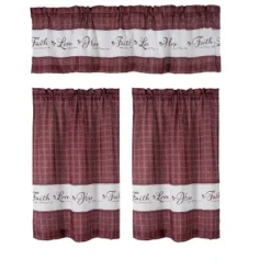Kate Aurora Country Living Gingham Check Hope Faith Love 3 Pc Cafe Kitchen Curtain Set -Kate Aurora GUEST 1873038b 3a5e 4ef4 a900 fd603bbfa8ac