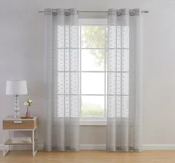Kate Aurora Modern Living 2 Pack Plaid Sheer Embossed Grommet Top Curtain Panels -Kate Aurora GUEST 1c00914c cf05 4c45 854b f826a42235a5