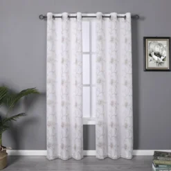 Kate Aurora Floral Embroidered Double Layered Sheer Grommet Curtains -Kate Aurora GUEST 20d370fc 9211 4267 ab2d a675e7c3ff59
