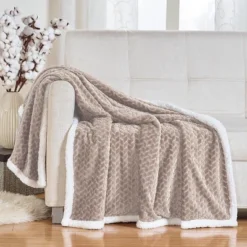 Kate Aurora Ultra Soft & Plush Herringbone Fleece Backing Sofa Accent Throw Blanket - 50 In. W X 60 In. L -Kate Aurora GUEST 24a66c4c 7b57 4150 ad93 4564b07af847