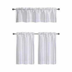 Kate Aurora Parisian Living Complete 3 Piece Lightweight Sheer Cafe Kitchen Curtain Tier & Valance Set