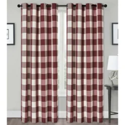 Kate Aurora Country Farmhouse Living Classic Buffalo Plaid Checkered Single Grommet Top Window Curtain Panel -Kate Aurora GUEST 27fac5d3 6ff9 40a1 91b6 f41ed276112f