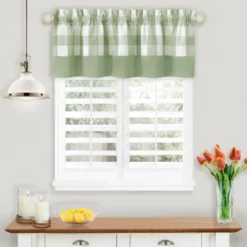 Kate Aurora Modern Farmhouse Buffalo Plaid Checkered Rod Pocket Window Valance -Kate Aurora GUEST 28e46f94 728f 4863 aef9 66a010b18e08