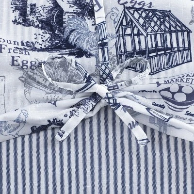 Kate Aurora Rooster Toile Complete 3 Pc Café Kitchen Curtain Tier And Valance Set 4 Kate Aurora Rooster Toile Complete 3 Pc Café Kitchen Curtain Tier And Valance Set - Image 4