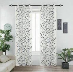 Kate Aurora 2 Pack Floral Leaf Embroidered Grommet Sheer Curtains -Kate Aurora GUEST 2d5c1306 3f52 4463 86c4 a1cb22b3ca58