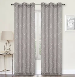 Kate Aurora 2 Piece Anael Embroidered Lattice Matte Sheer Grommet Top Curtain Panels - 84 In. Long -Kate Aurora GUEST 2dff1bd0 4562 43d2 8f1d 44d389d61910