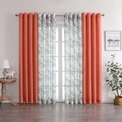 Kate Aurora Biscayne Bay Floral 4 Piece Coordinating Deluxe Flax Styled Sheer Grommet Top Curtains -Kate Aurora GUEST 2e173128 8220 4b5f 93b4 545b832f65d3