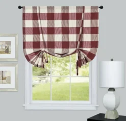 Kate Aurora Country Farmhouse Buffalo Plaid Gingham Single Tie Up Window Curtain Shades -Kate Aurora GUEST 35a74039 dad5 4440 a69a 759e2c2fad15