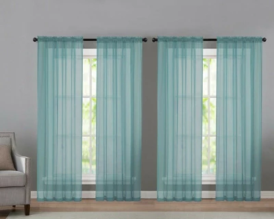 Kate Aurora 4 Piece Basic Home Rod Pocket Sheer Voile Window Curtain Panels 13 Kate Aurora 4 Piece Basic Home Rod Pocket Sheer Voile Window Curtain Panels - Image 13