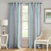 Kate Aurora 2 Pack Rainbow Striped Rod Pocket Semi Sheer Linen Window Curtain Panels