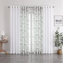 Kate Aurora Biscayne Bay Floral 4 Piece Coordinating Deluxe Flax Styled Sheer Grommet Top Curtains -Kate Aurora GUEST 397abd3e 2f0b 43b5 bd50 68426a88a8a3