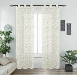 Kate Aurora 2 Pack Floral Leaf Embroidered Grommet Sheer Curtains -Kate Aurora GUEST 3a10eea1 eb0c 4103 aa5d a93667d1e717