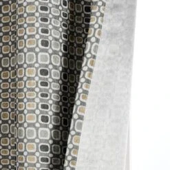 Kate Aurora 2 Piece Multi Color Modern Contempo Abstract Chenille Light Filtering Grommet Top Curtains