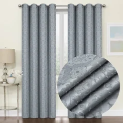 Kate Aurora Regency Collection Raised Jacquard Damask Grommet Top Curtains