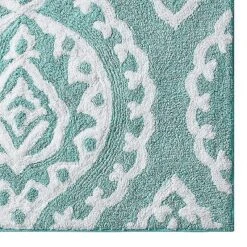 Kate Aurora 100% Premium Cotton Damask Designed Non Slip Bath Rug - 20 In. W X 32 In. L -Kate Aurora GUEST 407db857 0def 433b 9819 0314a08a4c32