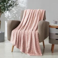Kate Aurora Pastel Chic Embossed Leaves Ultra Plush Accent Throw Blanket - 50 In. W X 60 In. L -Kate Aurora GUEST 43449cd1 abff 4f4e b417 d9c4faedb2d2