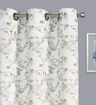 Kate Aurora 2 Pack Shabby Chic Grommet Top Floral Cherry Blossom Curtain Panels 2 Kate Aurora 2 Pack Shabby Chic Grommet Top Floral Cherry Blossom Curtain Panels - Image 2