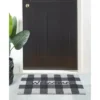 Kate Aurora All Season Black & White Plaid Country Farmhouse Coir Bristled Outdoor All Season Welcome Mat - 18"x30"