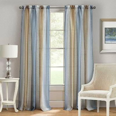 Kate Aurora 2 Pack Rainbow Striped Rod Pocket Semi Sheer Linen Window Curtain Panels 4 Kate Aurora 2 Pack Rainbow Striped Rod Pocket Semi Sheer Linen Window Curtain Panels - Image 4