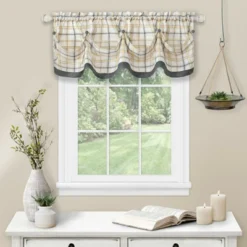 Kate Aurora Country Farmhouse Plaid Tattersall Button Tuck Window Valance -Kate Aurora GUEST 488c444c d0f3 4da0 9298 704fd9a9e708