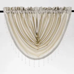 Kate Aurora Ultra Lux Faux Silk Regency Crinkle Rod Pocket Semi Sheer Crystal Beaded Window Valance -Kate Aurora GUEST 4b696bcb 5574 48b3 a4e3 729052dc602d