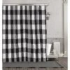 Kate Aurora Country Farmhouse Living Buffalo Plaid Checkered Black & White Fabric Shower Curtain - 72 In. W X 72 In. L