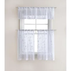 Kate Aurora Floral Embroidered Sheer Rod Pocket Kitchen Curtain Tier & Valance Set -Kate Aurora GUEST 4e1197ec 1086 41c5 b412 2f9851791076