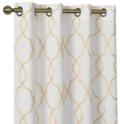 Kate Aurora 2 Pack Geo Trellis Double Layered Sheer Embroidered Grommet Curtains