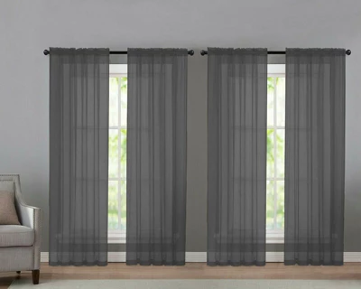 Kate Aurora 4 Piece Basic Home Rod Pocket Sheer Voile Window Curtain Panels 6 Kate Aurora 4 Piece Basic Home Rod Pocket Sheer Voile Window Curtain Panels - Image 6