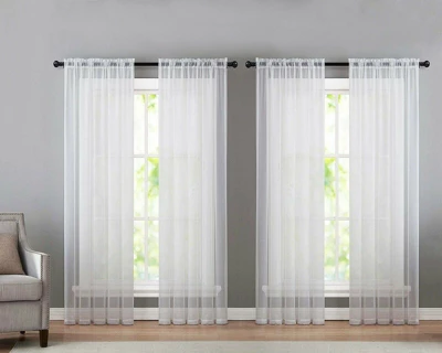 Kate Aurora 4 Piece Basic Home Rod Pocket Sheer Voile Window Curtain Panels 2 Kate Aurora 4 Piece Basic Home Rod Pocket Sheer Voile Window Curtain Panels - Image 2