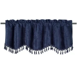 Kate Aurora Rod Pocket Luxurious Chenille Oversized Window Valance With A Beaded Tasseled Trim