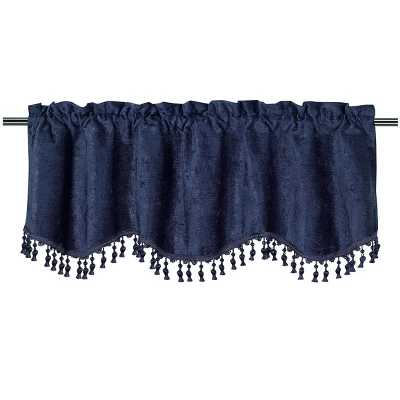 Kate Aurora Rod Pocket Luxurious Chenille Oversized Window Valance With A Beaded Tasseled Trim 1 Kate Aurora Rod Pocket Luxurious Chenille Oversized Window Valance With A Beaded Tasseled Trim