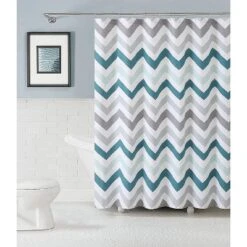 Kate Aurora 100% Cotton Modern Chevron Fabric Shower Curtain - Standard Size -Kate Aurora GUEST 5594784d a746 4ef8 bee0 b7d3e97dd1c5