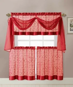 Kate Aurora Complete 4 Piece Linen Leaf Embroidered Complete Kitchen Curtain Set -Kate Aurora GUEST 5adab07a d5f6 4275 b8a4 d8a733f4db00