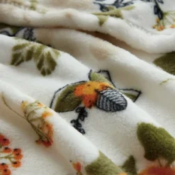 Kate Aurora Harvest Time Autumn Floral Give Thanks Ultra Soft & Plush Oversized Accent Throw Blanket - White