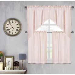 Kate Aurora Modern Chic Complete 4 Piece Striped Sheer Kitchen Curtain Tier & Valance Set -Kate Aurora GUEST 5f21669b 802a 41f4 af50 ab275e781779